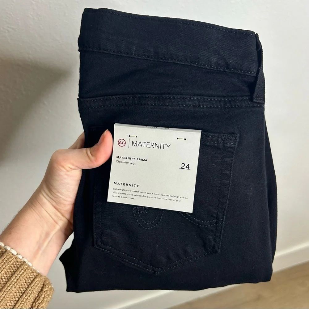 NWT AG Maternity Prima Cigarette Leg Ankle Black Jean Size 24